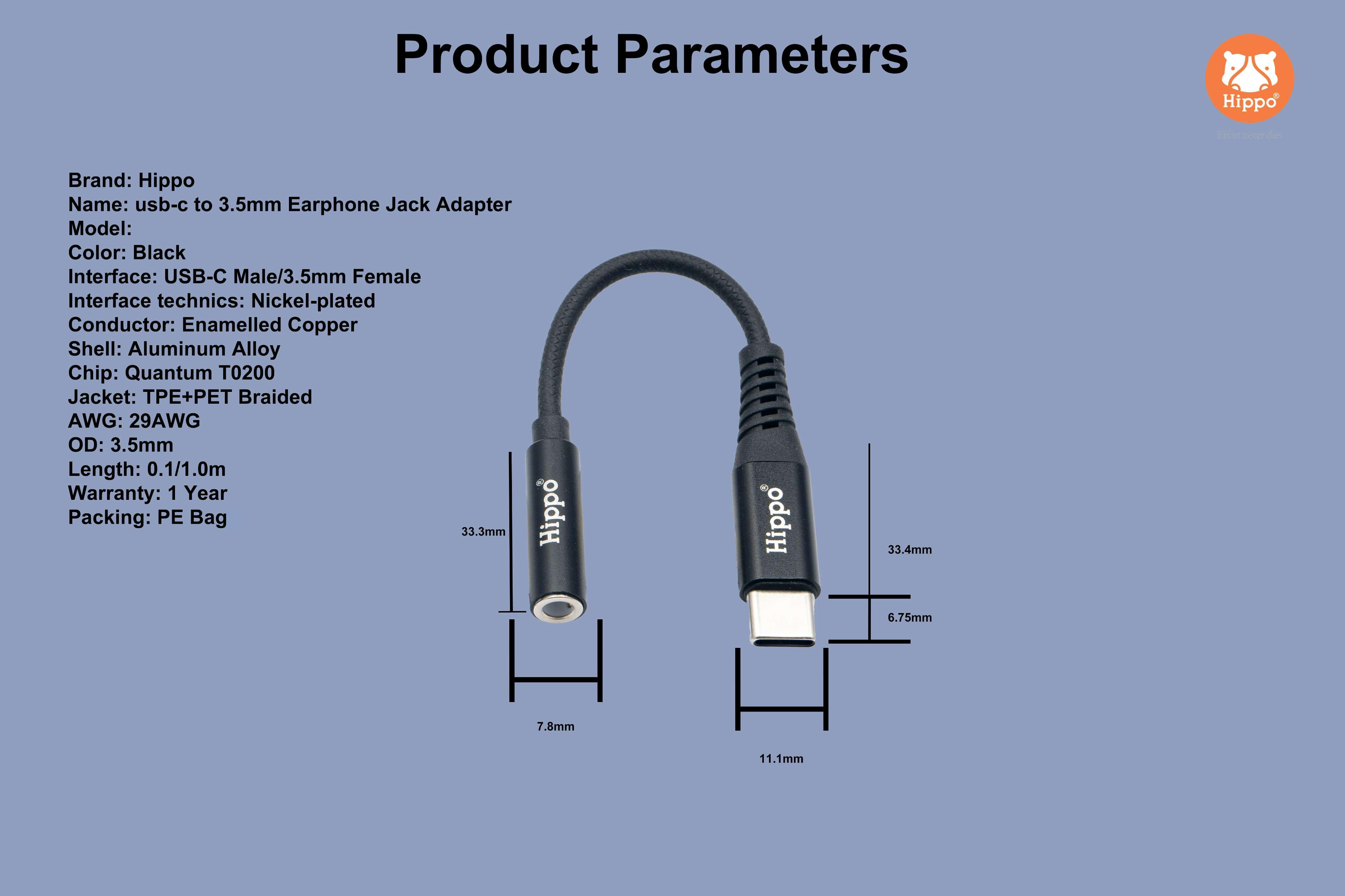 Hippo Type C To Aux 3.5mm Audio Metal Jack HPO-C21